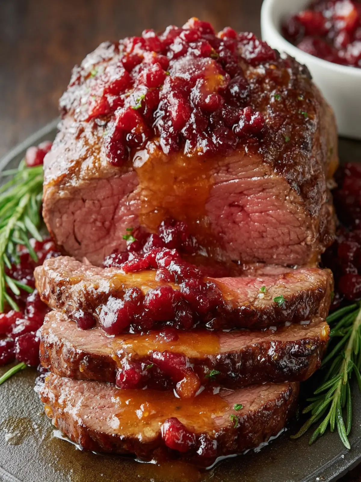Roasted Beef with Cranberry Glaze First Image