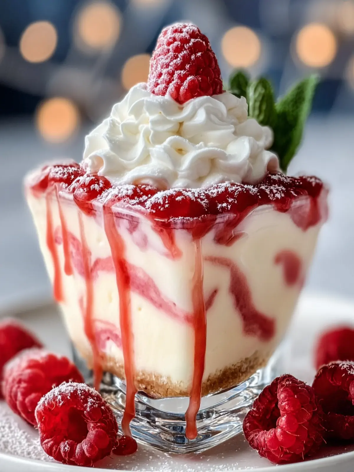 Raspberry Swirl Cheesecake Dessert First Image