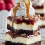Decadent Caramel Brownie Cheesecake Bars First Image