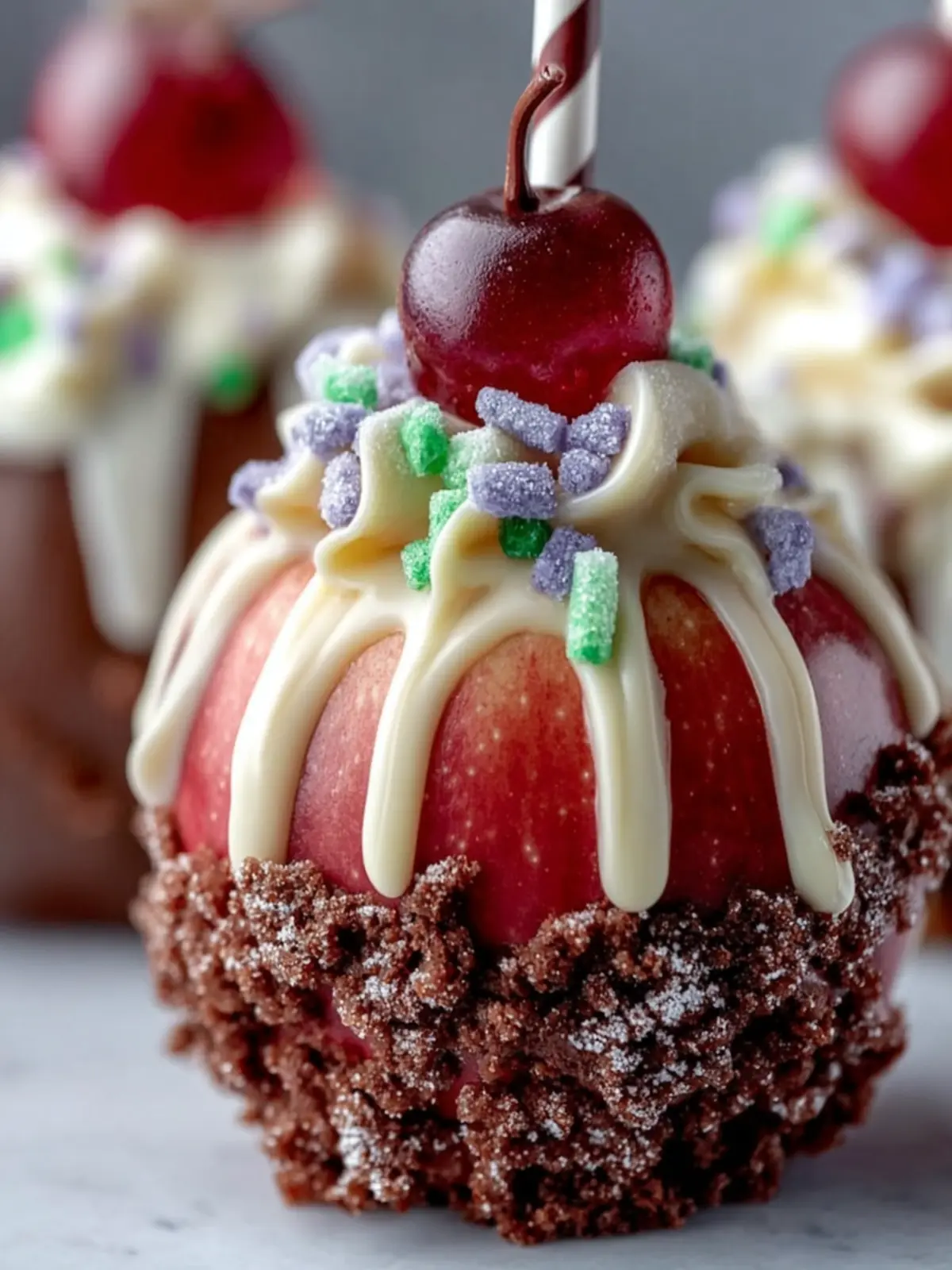 Festive Chocolate Dipped Candy Apples First Image