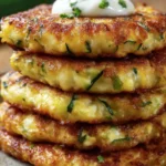 Golden Zucchini Fritter Stack First Image