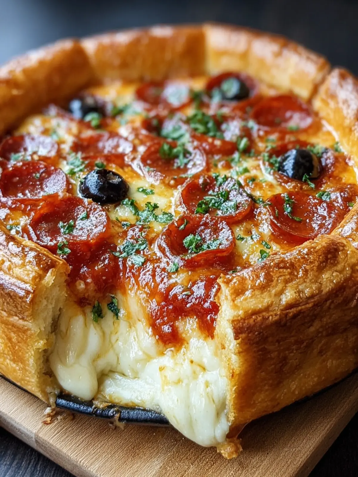 Deep Dish Pepperoni Pizza Pie First Image