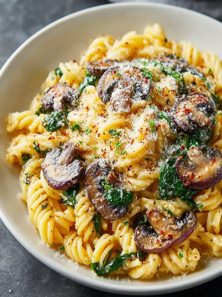 One-Pot Garlic Parmesan Pasta with Spinach and Mushrooms: Creamy Comfort Made Simple First Image