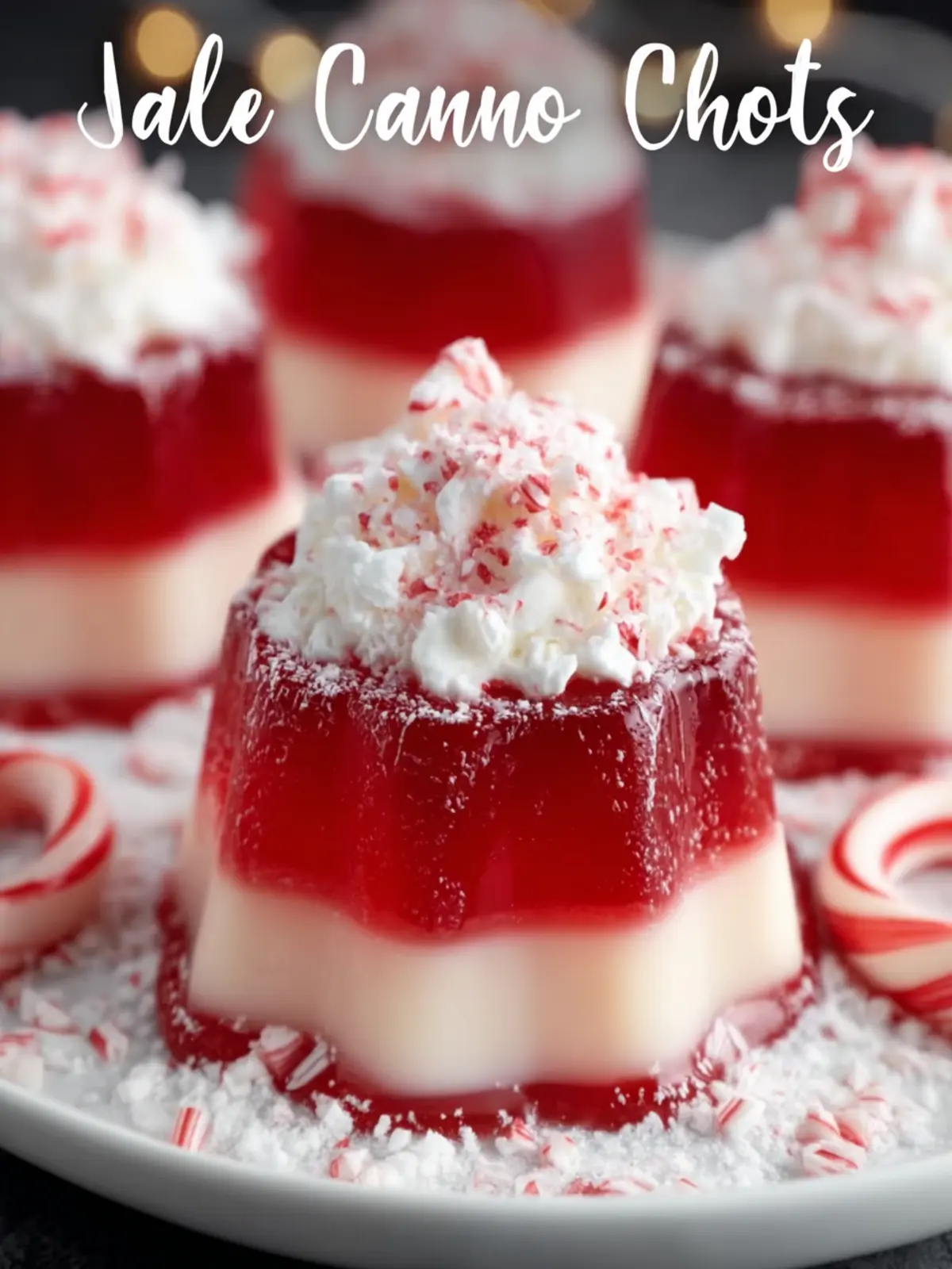 Festive Candy Cane Jello Shots with Peppermint Schnapps First Image