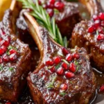 Fancy Pomegranate Lamb Chops with Tangy Rosemary Glaze First Image
