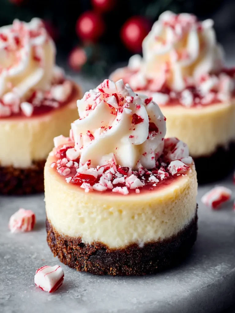 Irresistible Festive Mini Peppermint Bark Cheesecakes First Image