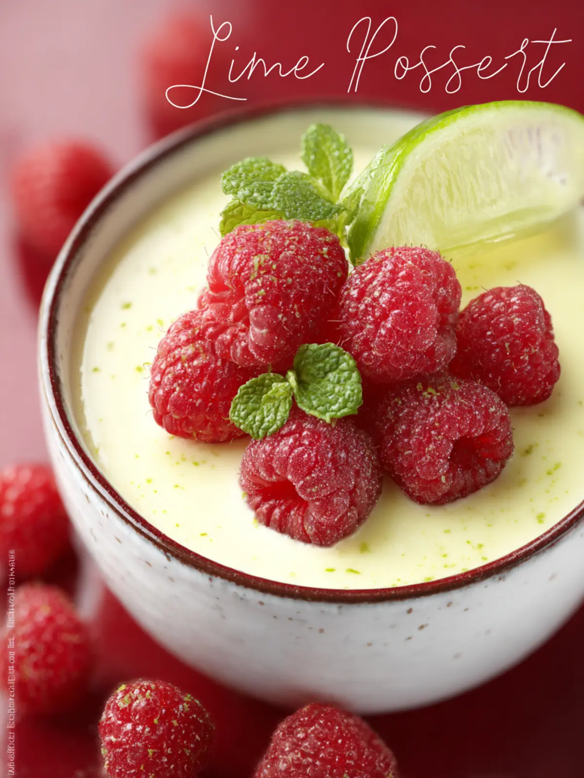 Lime Posset with Fresh Raspberries First Image
