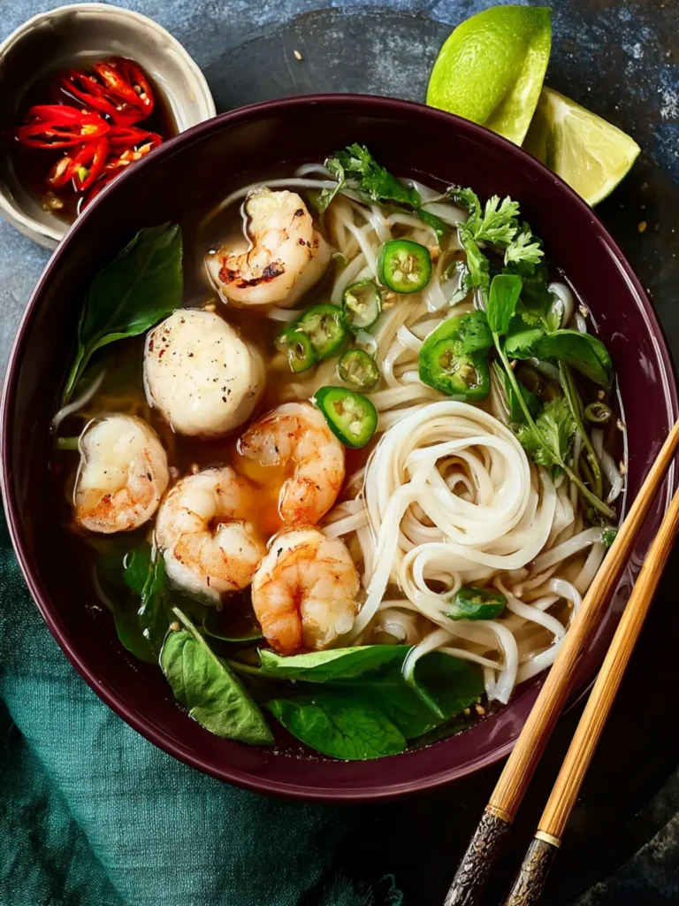 Seafood Pho Noodle Soup with Shrimp First Image