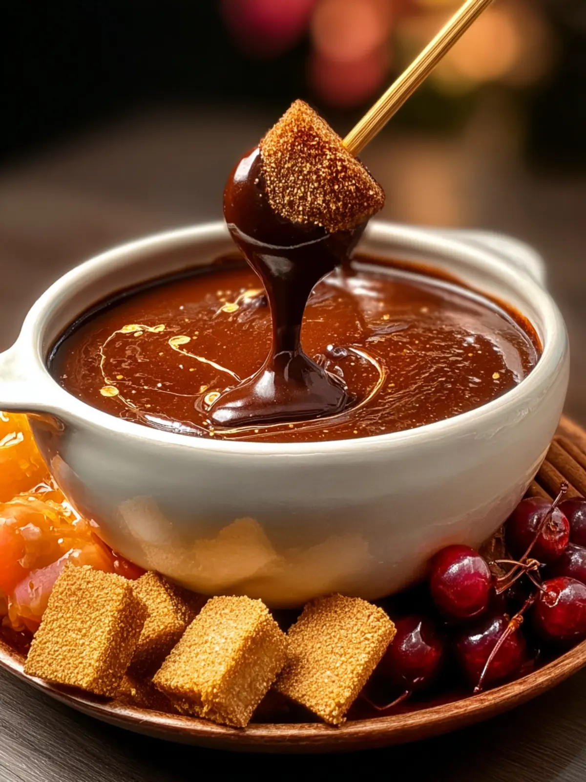 Indulge in Decadent Chili Chocolate Fondue Delight First Image