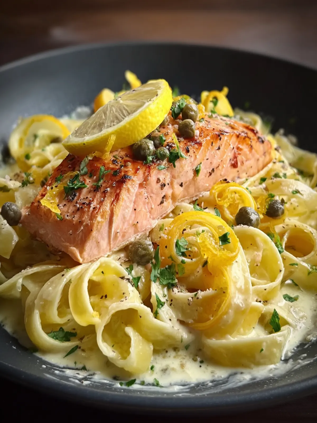 15-Minute Creamy Lemon Salmon Pasta First Image