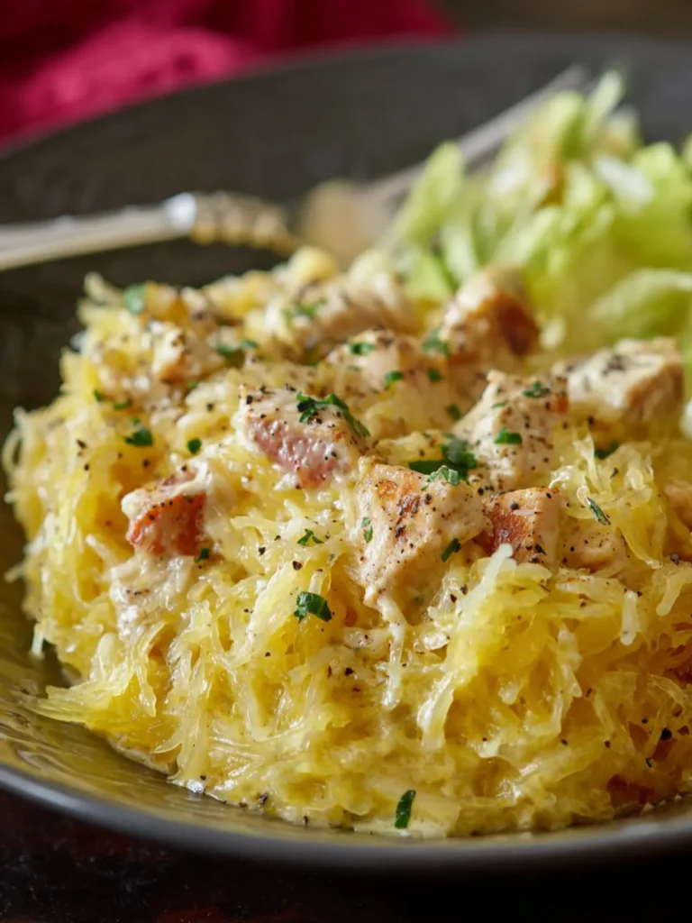 Low Carb Spaghetti Squash Chicken Alfredo (Gluten-Free) First Image