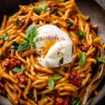 Creamy Sun-Dried Tomato Pasta with Melted Burrata. First Image