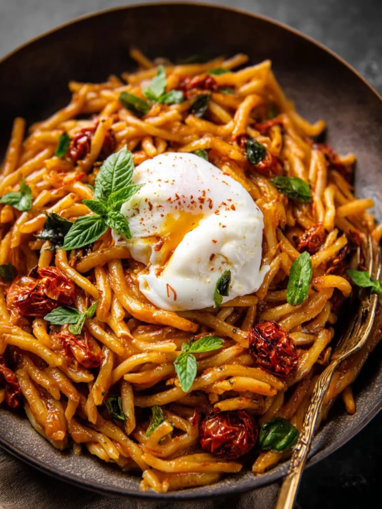 Creamy Sun-Dried Tomato Pasta with Melted Burrata. First Image