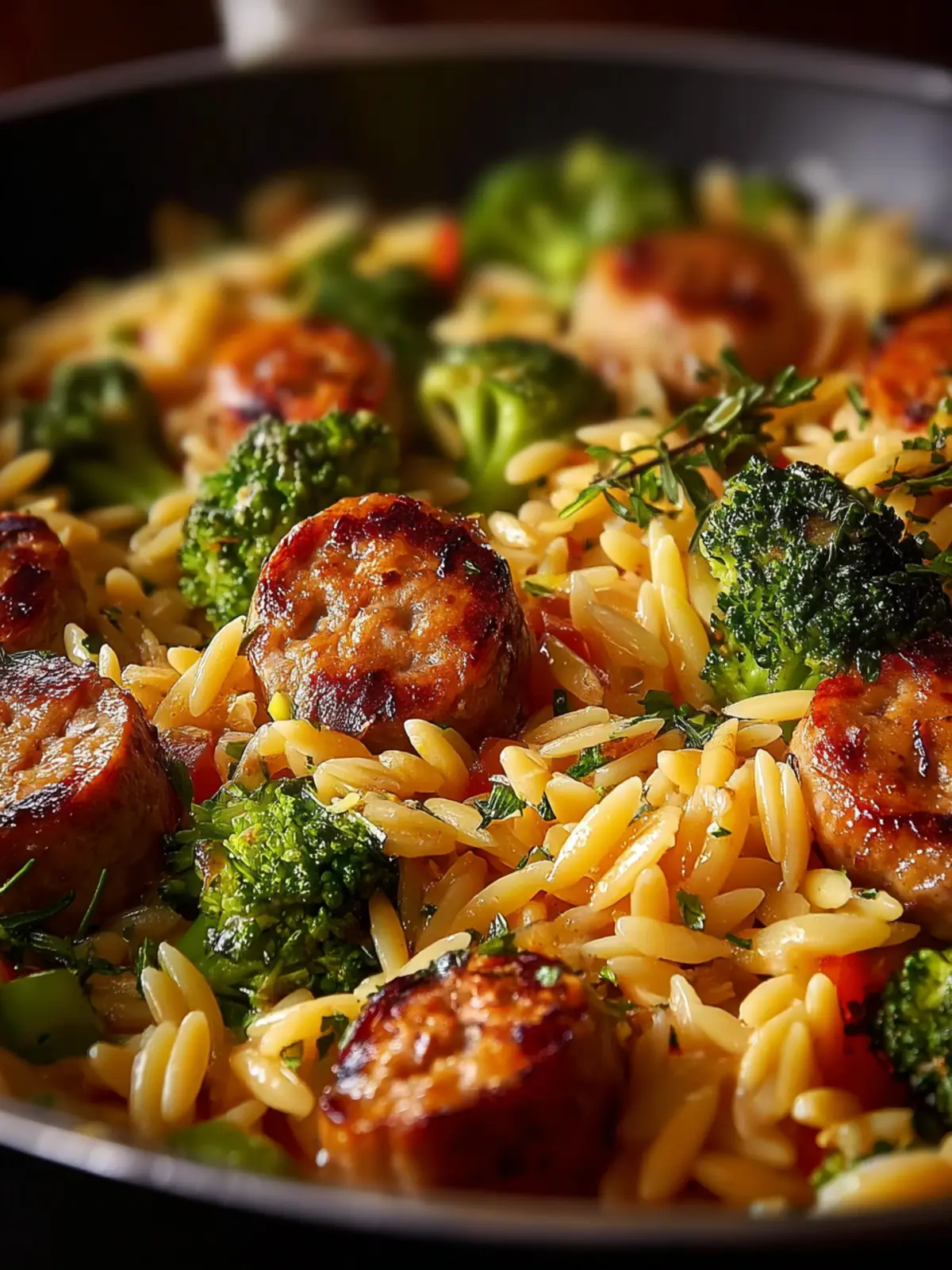 Savory Chicken Sausage Broccoli Orzo for Cozy Weeknights First Image