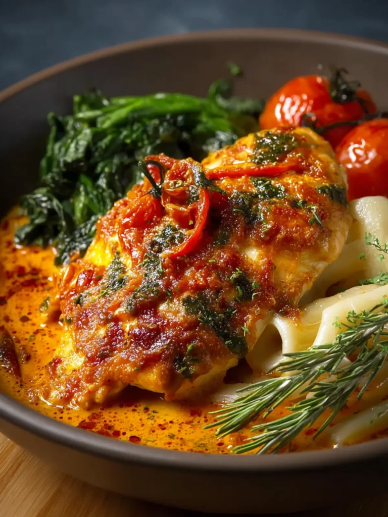 Creamy Red Pesto Oven Baked Chicken First Image