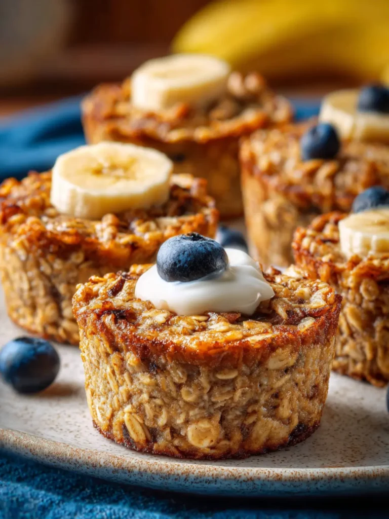 Banana Baked Oatmeal Cups With Greek Yogurt First Image