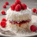 Raspberry Coconut Snowball Cake First Image