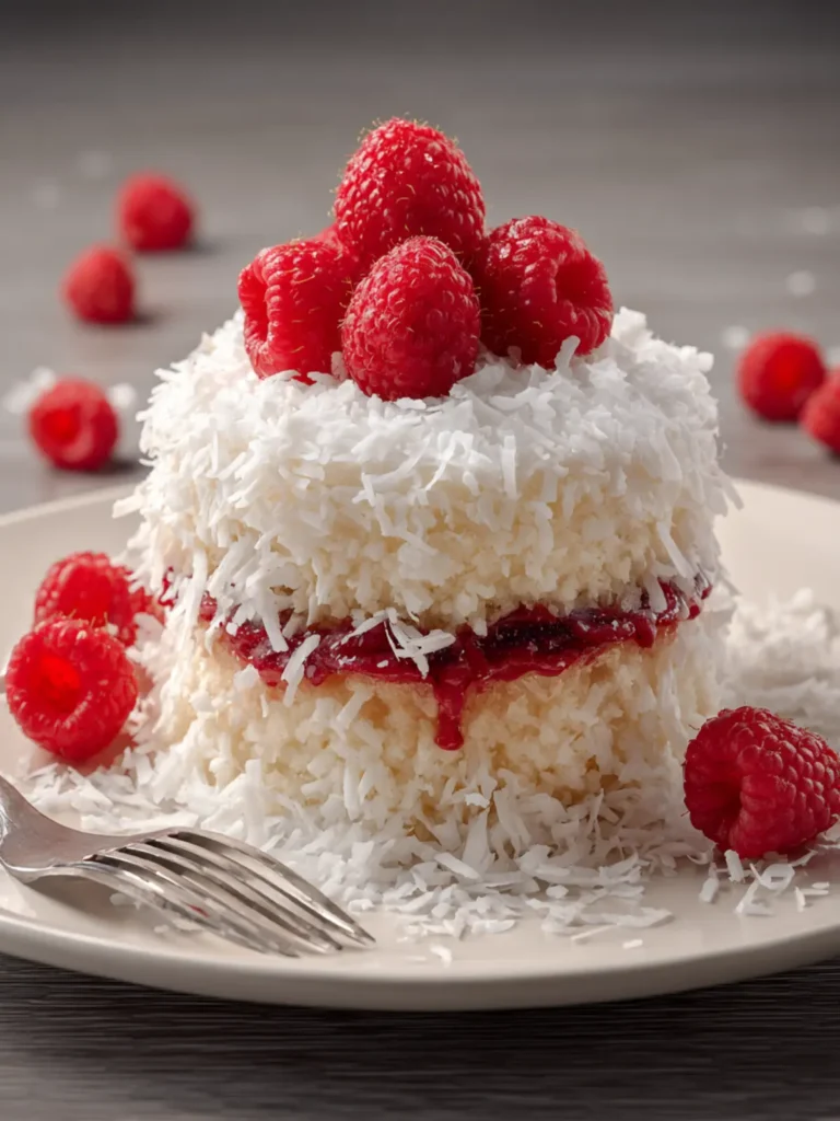 Raspberry Coconut Snowball Cake First Image