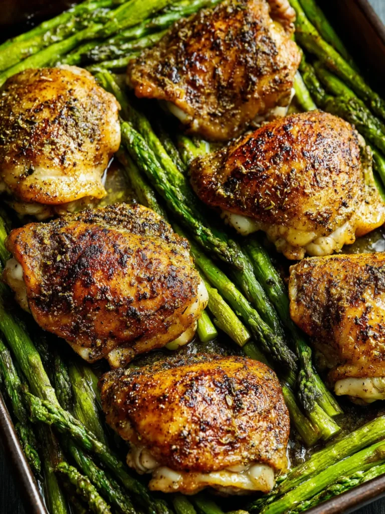 Sheet Pan Chicken Thighs and Asparagus First Image